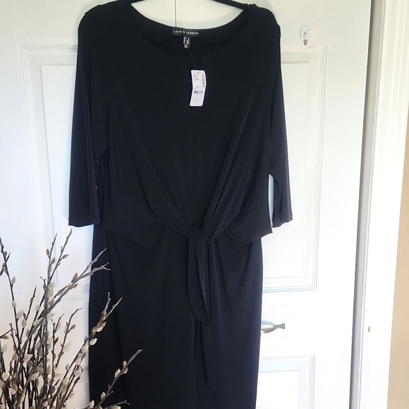 Love & Legend Dresses & Skirts - Love & Legend Plus Size Black Midi Dress - Front Tie -  Size 2x